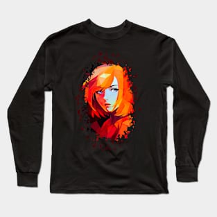 Geometric Girl Red - Anime Shirt Long Sleeve T-Shirt